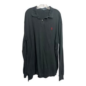 Polo Ralph Lauren Mens Long Sleeve Polo Shirt Size XL Large Black Red Pony